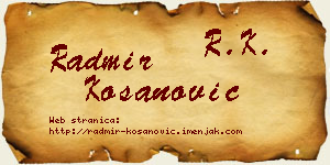 Radmir Kosanović vizit kartica